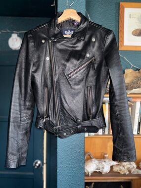 Women’s Black Leather Moto Jacket